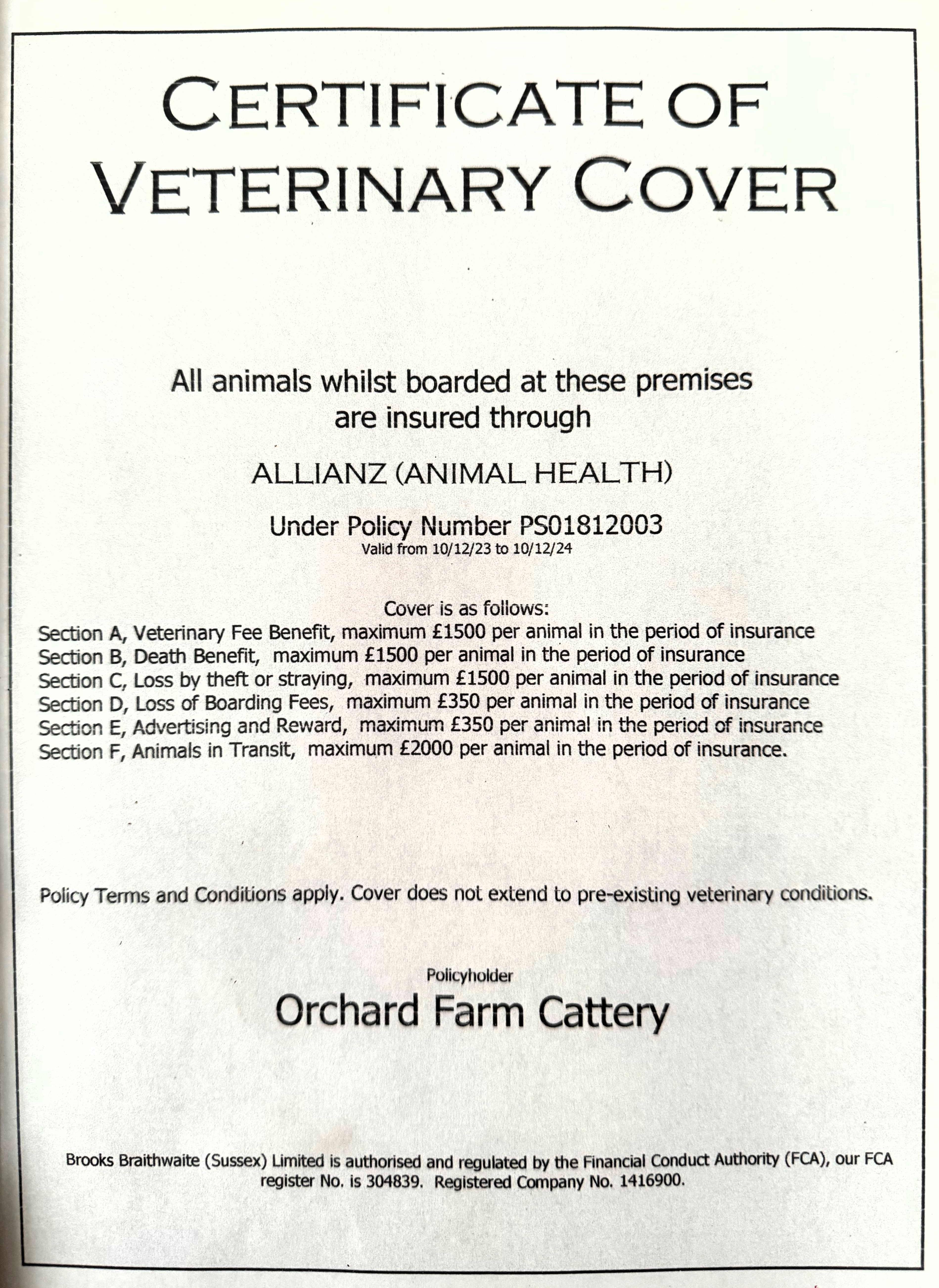 Certificate of Veterinary Approval